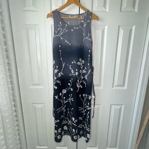Pretty Pink Maxi Dress Women's S SMALL Sleeveless Blue/gray‎ W/ Floral Print